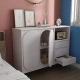 HAPPY FURNITURE , Tủ đựng đồ 2 cửa mở 3 ngăn kéo chân sắt -  SWEETY , TCM_063 , 128cm x 40cm x 100cm 