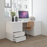  HAPPY FURNITURE , Bàn làm việc 4 ngăn kéo 2 cửa mở - DALEY , BAN_156 , 180cm x 59cm x 75cm DxRxC 