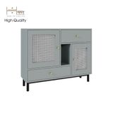  HAPPY FURNITURE , Tủ lưu trữ 2 ngăn kéo 2 cửa mở chân sắt - ROTAN , TCM_132 , 100cm x 30cm x 80cm 