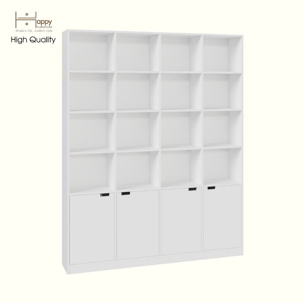  HAPPY FURNITURE , ALVA - Kệ sách 4 cửa mở, KSA_071 , 160cm x 28cm x 200cm DxRxC 