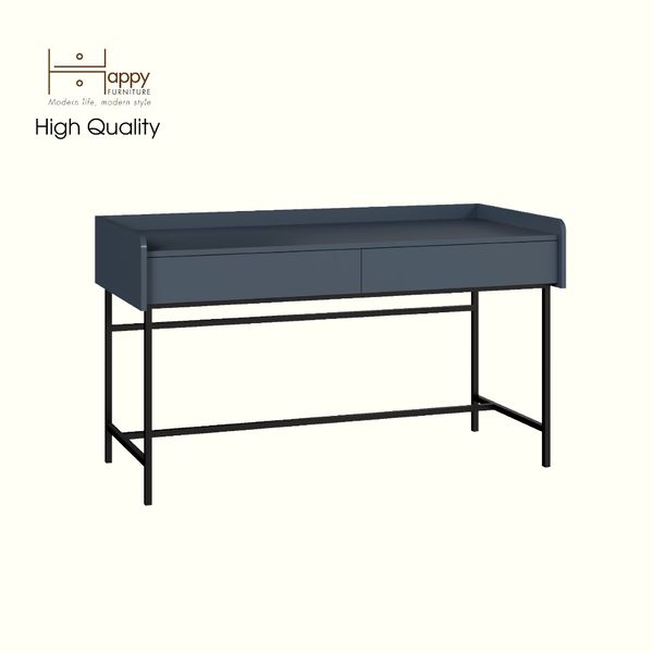  HAPPY FURNITURE , Bàn làm việc 2 ngăn kéo chân sắt - LAVIA , BAN_087, 140cm x 59cm x 80cm 
