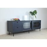  HAPPY FURNITURE , Kệ TV 2 cánh lùa 2 ngăn kéo chân sắt - SISEEL , KTV_053 , 160cm x 40cm x 53cm 
