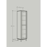  HAPPY FURNITURE , Kệ sách 6 tầng đèn Led cửa kính chân sắt - LILY , KSA_018_LED , 45cm x 40cm x 180cm 