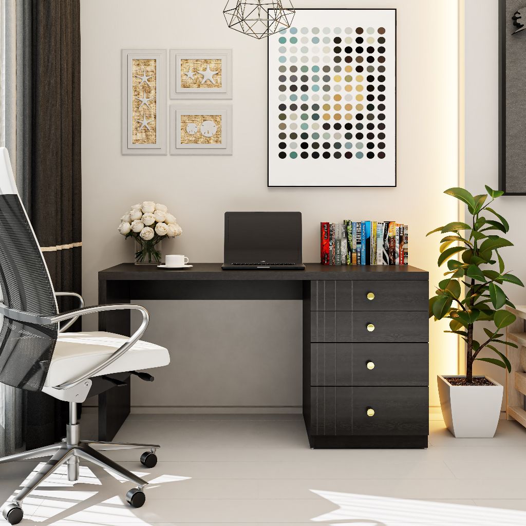  HAPPY FURNITURE , Bàn làm việc 4 ngăn kéo - JOVIE , BAN_083 , 140cm x 59cm x 75cm 