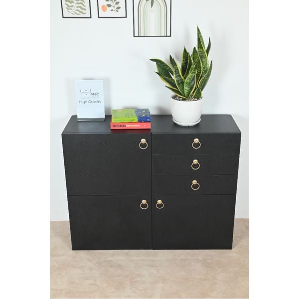  HAPPY FURNITURE , Tủ đựng đồ 3 ngăn kéo 3 ngăn cửa mở - WESLEY , TCM_017 , 90cm x 30cm x 70cm 