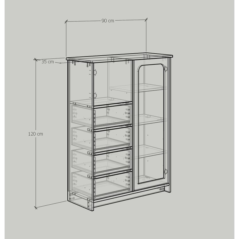  HAPPY FURNITURE , Tủ lưu trữ 5 ngăn 1 cửa mở - NOMIA , TCM_035 , 90cm x 35cm x 120cm 
