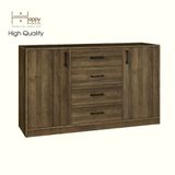  HAPPY FURNITURE , HEINEE - Tủ lưu trữ 2 cửa mở 4 ngăn kéo, TLT_037 , 140cm x 40cm x 82cm DxRxC, sản phẩm phổ thô 