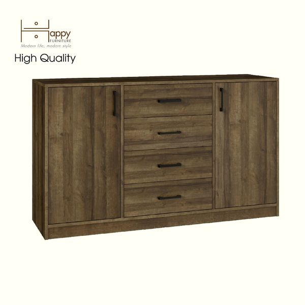  HAPPY FURNITURE , HEINEE - Tủ lưu trữ 2 cửa mở 4 ngăn kéo, TLT_037 , 140cm x 40cm x 82cm DxRxC, sản phẩm phổ thô 