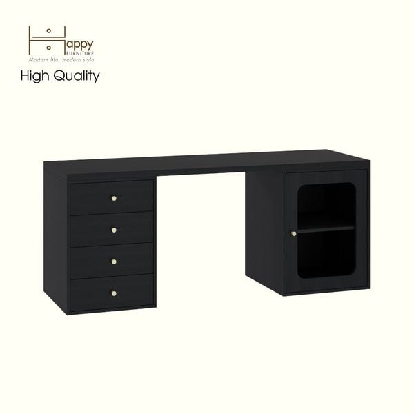  HAPPY FURNITURE , Bàn làm việc 4 ngăn kéo 1 cửa kính - NOAH , BAN_160 , 180cm x 59cm x 75cm DxRxC 
