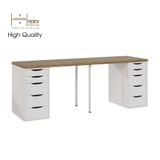  HAPPY FURNITURE , Bàn làm việc 2 bên ngăn tủ 2 chân sắt - LIDA , BAN_026 BAN_027 