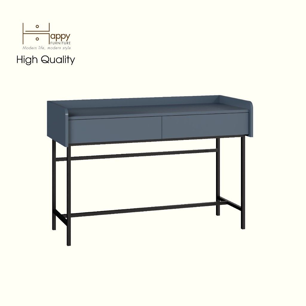  HAPPY FURNITURE , Bàn trang điểm 2 ngăn kéo chân sắt - LAVIA , BAN_086 , 120cm x 45cm x 80cm 