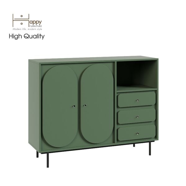  HAPPY FURNITURE , Tủ đựng đồ 2 cửa mở 3 ngăn kéo chân sắt -  SWEETY , TCM_063 , 128cm x 40cm x 100cm 