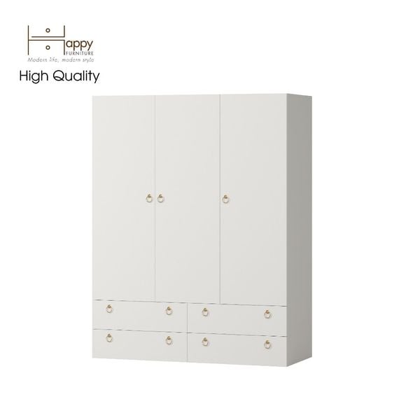  HAPPY FURNITURE , Tủ quần áo 4 ngăn kéo 3 ngăn cửa mở - WESLEY , TCM_019 ,  140cm x 58cm x 180cm 