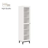  HAPPY FURNITURE , Kệ sách 6 tầng  cửa kính size nhỏ chân sắt - CATY , KSA_018 , 45cm x 40cm x 180cm 