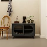  HAPPY FURNITURE , Tủ lưu trữ cửa kính 2 cửa lùa chân sắt - SISEEL , TCL_038 , 100cm x 40cm x 64cm 
