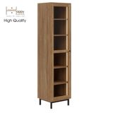  HAPPY FURNITURE , Kệ sách 6 tầng đèn Led cửa kính chân sắt - LILY , KSA_018_LED , 45cm x 40cm x 180cm 