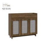  HAPPY FURNITURE , Tủ giày 3 cánh mây - MEYDAN , TCM_057 , 120cm x 34cm x 100cm 