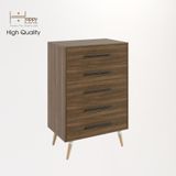  HAPPY FURNITURE , Tủ đụng đồ 5 ngăn chân gỗ chéo - OSRI , THK_023 ,  80cm x 50cm x 120cm 