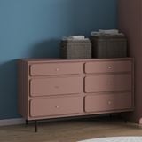  HAPPY FURNITURE , Tủ đựng đồ 6 ngăn kéo chân sắt - SWEETY , THK_081 , 140cm x 45cm x 82cm 