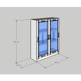  HAPPY FURNITURE , kệ sách 3 tầng cửa kính - CATY , KSA_012 , 80cm x 30cm x 106cm 