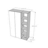  HAPPY FURNITURE , Tủ quần áo 2 cánh mở kết hợp kệ - SCANDINA , TCM_098 , 150cm x 55cm x 220cm 