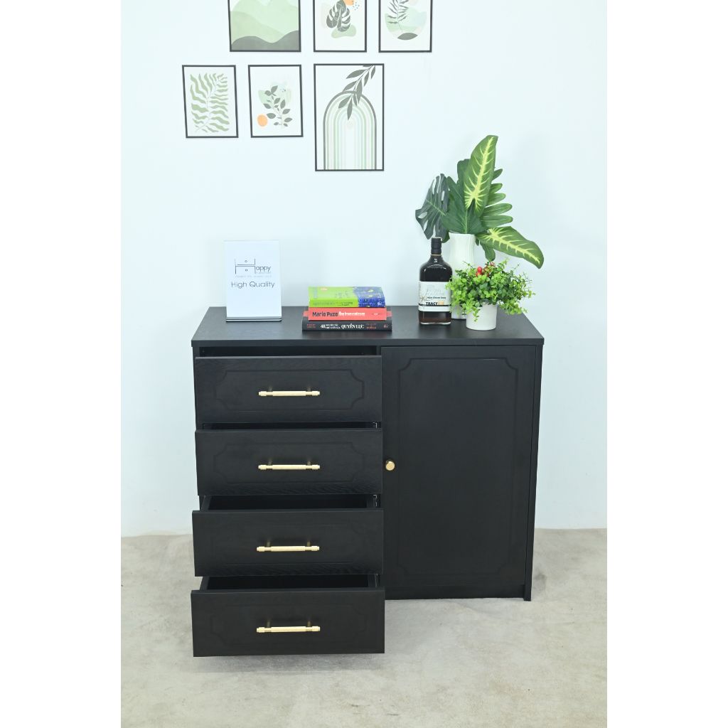  HAPPY FURNITURE , Tủ lưu trữ 4 ngăn kéo - NERIS , THK_134 , 90cm x 40cm x 75cm 