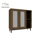  HAPPY FURNITURE , Tủ giày 2 cửa mở chân sắt - ROTAN , TCM_130 , 100cm x 34cm x 94cm 
