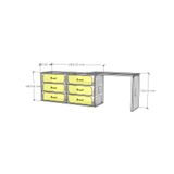  HAPPY FURNITURE , Tủ lưu trữ 6 ngăn kéo kết hợp bàn - VENNI , BAN_115 , 220cm x 45cm x 71cm DxRxC 