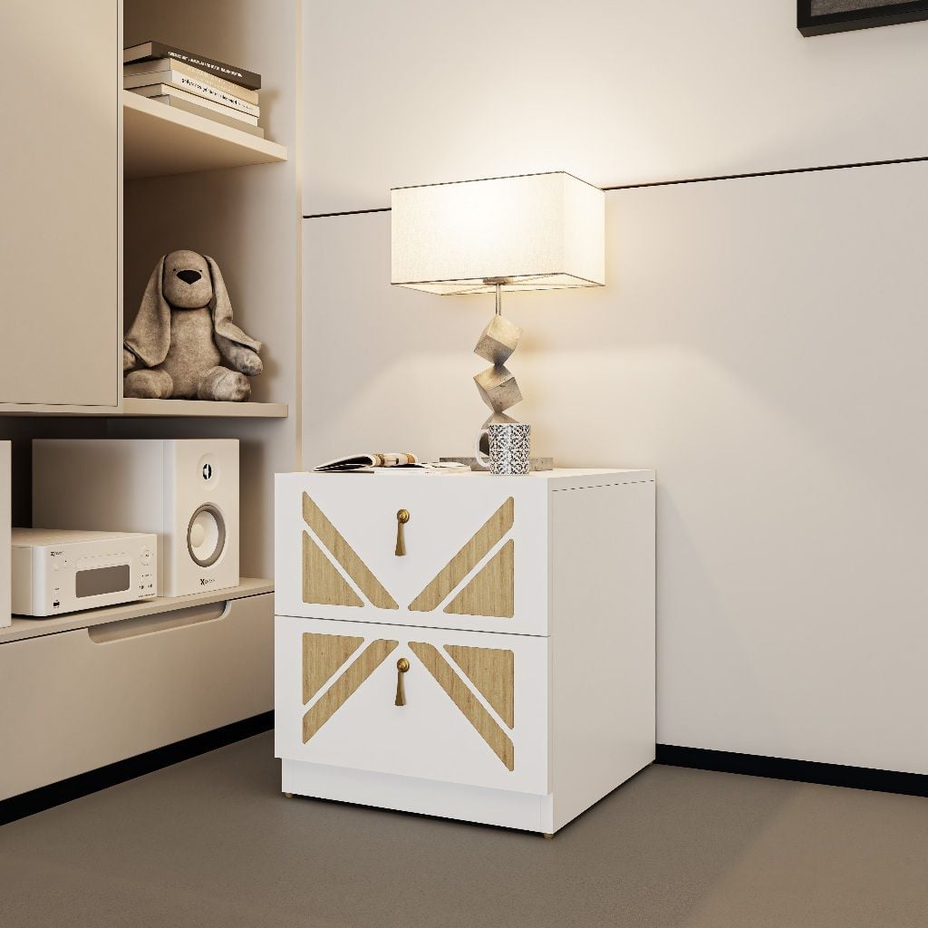  HAPPY FURNITURE , Táp đầu giường 2 ngăn kéo - CHARIS , THK_116 , 42cm x 45cm x 46cm 