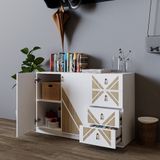  HAPPY FURNITURE , Tủ lưu trữ 2 cửa mở 4 ngăn kéo - CHARIS , TCM_120 , 120cm x 40cm x 78cm 