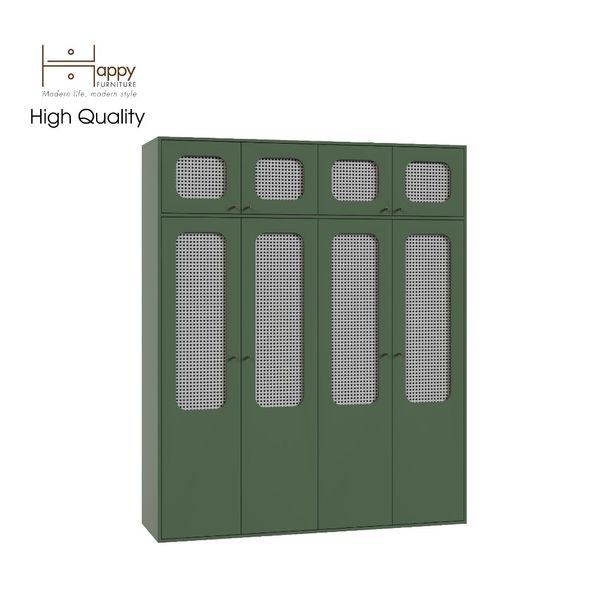  HAPPY FURNITURE , Tủ quần áo 1m8x2m2 cánh mây - MEYDAN , TCM_053 , 180cm x 58cm x 220cm 