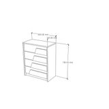  HAPPY FURNITURE , Tủ lưu trữ 4 ngăn kéo - PONIX , THK_112 , 60cm x 32cm x 74cm 