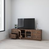  HAPPY FURNITURE , Kệ TV 2 cửa kính 4 ngăn kéo - NOAH , KTV_104 , 180cm x 40cm x 56cm DxRxC 