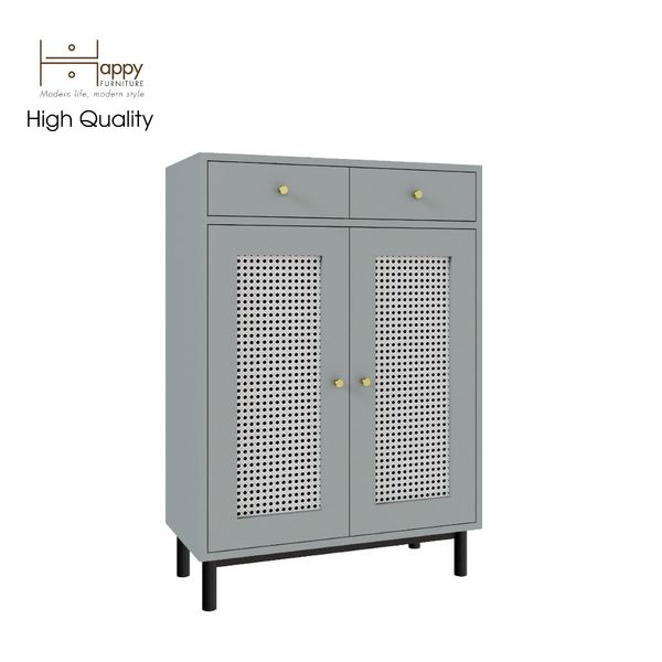  HAPPY FURNITURE , Tủ giày 2 ngăn kéo 2 cửa mở chân sắt - ROTAN , TCM_131 , 70cm x 34cm x 100cm 