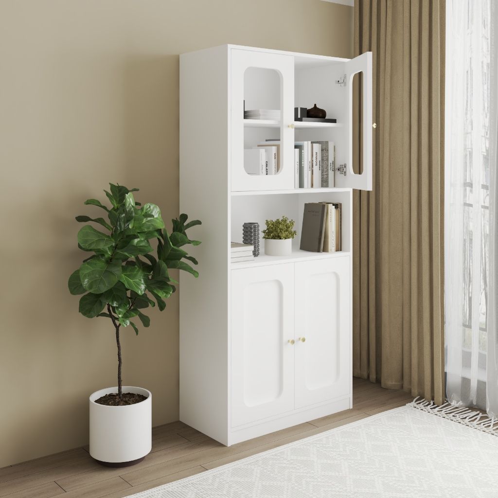  HAPPY FURNITURE , Tủ lưu trữ 4 cửa kính - NOAH , TCM_271 , 80cm x 40cm x 180cm DxRxC 