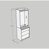  HAPPY FURNITURE , Tủ treo quần áo 3 ngăn kéo - CANA , THK_012 , 70cm x 46cm x 199cm 