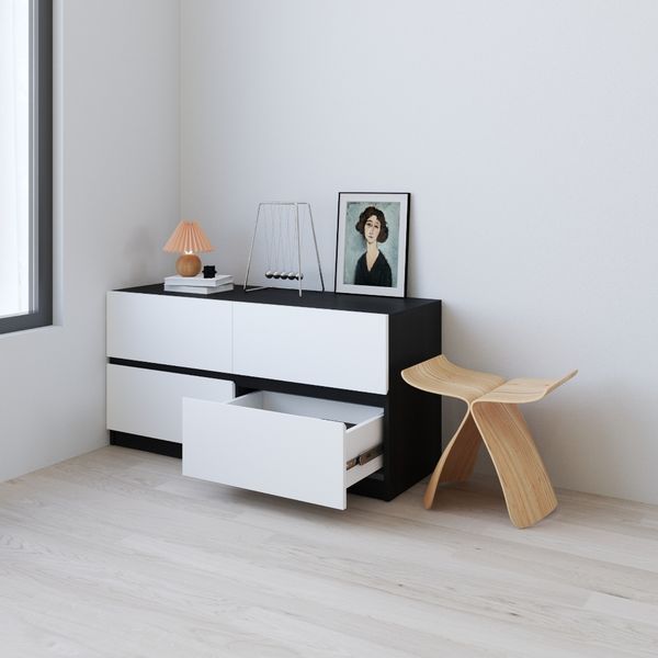  HAPPY FURNITURE , Tủ lưu trữ 4 ngăn kéo - KALA, THK_290, 110cm x 40cm x 55cm DxRxC 