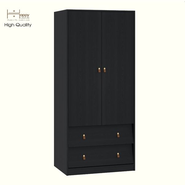  HAPPY FURNITURE , Tủ quần áo 2 cửa mở 2 ngăn kéo - CALYN , TCM_253 , 80cm x 54cm x 180cm DxRxC 