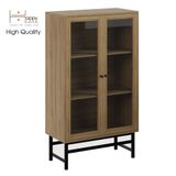  HAPPY FURNITURE , Kệ sách 3 tầng cửa kính chân sắt - CATY , KSA_023 , 80cm x 39cm x 140cm 