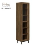  HAPPY FURNITURE , Kệ sách 6 tầng đèn Led cửa kính chân sắt - LILY , KSA_018_LED , 45cm x 40cm x 180cm 
