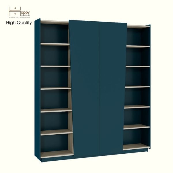  HAPPY FURNITURE , Kệ sách 2 cửa mở - VIGGO , KSA_050 , 180cm x 28cm x 200cm 