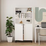  HAPPY FURNITURE , Kệ sách 6 tầng 2 cửa mở chân sắt - CATY , KSA_016 , 90cm x 40cm x 180cm 