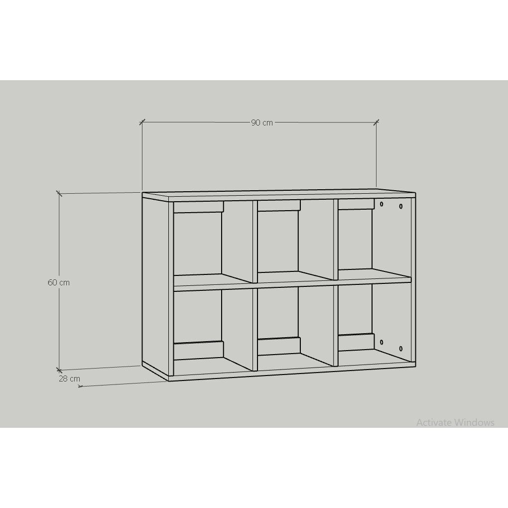  HAPPY FURNITURE , Kệ sách 2x3 - ZANE , KSA_037 , 90cm x 28cm x 60cm 