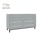  HAPPY FURNITURE , Tủ đựng đồ 8 ngăn kéo chân sắt - ROTAN , THK_129 , 140cm x 45cm x 76cm 