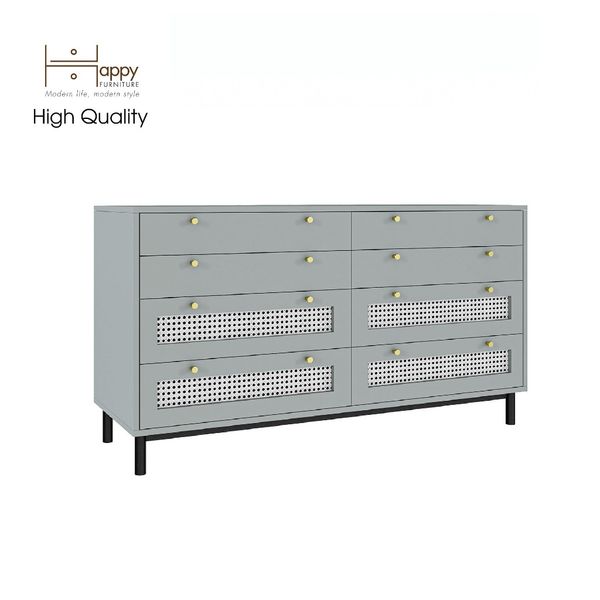  HAPPY FURNITURE , Tủ đựng đồ 8 ngăn kéo chân sắt - ROTAN , THK_129 , 140cm x 45cm x 76cm 