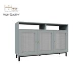  HAPPY FURNITURE , Tủ lưu trữ 3 cửa mở chân sắt - ROTAN , TCM_134 , 140cm x 40cm x 90cm 