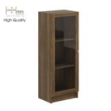  HAPPY FURNITURE , kệ sách 3 tầng cửa kính size nhỏ - CATY , KSA_013 , 40cm x 30cm x 106cm 