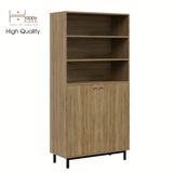  HAPPY FURNITURE , Kệ sách 6 tầng 2 cửa mở chân sắt - CATY , KSA_016 , 90cm x 40cm x 180cm 
