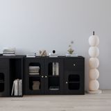  HAPPY FURNITURE , Tủ lưu trữ 1 ngăn kéo 3 cửa kính - NOAH , TLT_067 , 114cm x 45cm x 70cm DxRxC 