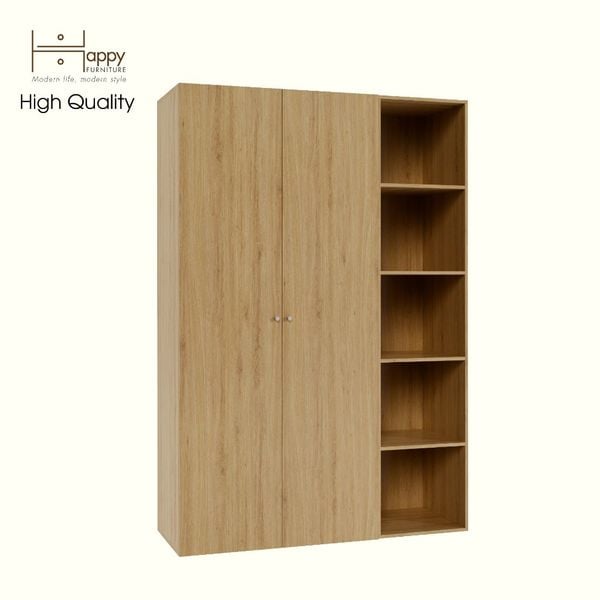  HAPPY FURNITURE , Tủ quần áo 2 cánh mở kết hợp kệ - SCANDINA , TCM_098 , 150cm x 55cm x 220cm 